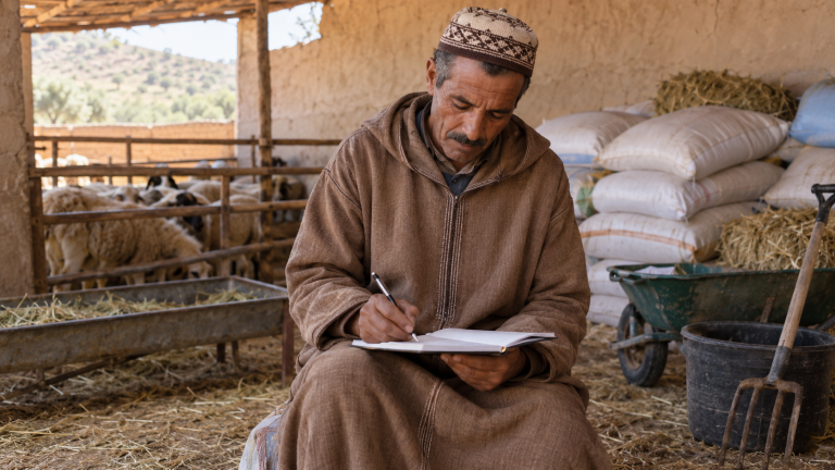 دفتر تتبع مشروع تربية الدواجن لتسجيل المصاريف والإنتاج والمبيعات