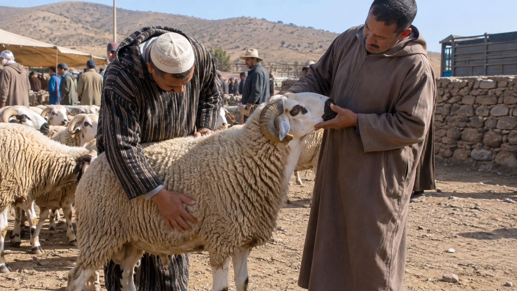 معاينة مشي الخروف وأرجله قبل الشراء
